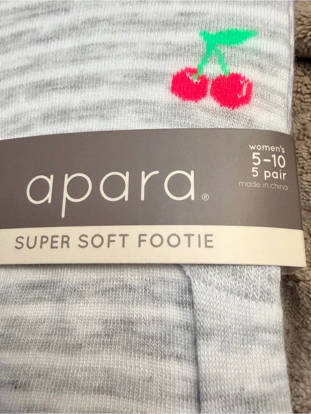 No-Show Women’s Socks Set with Fruit Designs - Pastel Stripe Colors